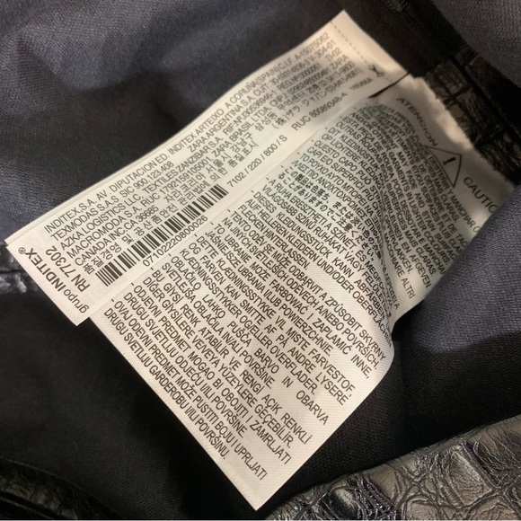 Zara High Waisted Black Embossed Faux Leather Crocodile Print Pants Size S - Picture 5 of 7